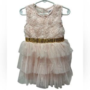 Girls 24M Little Lass Dress-Light Pink and Gold
